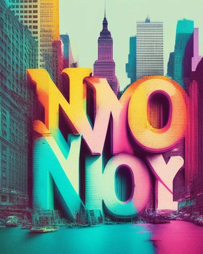 Writing New York in colour text