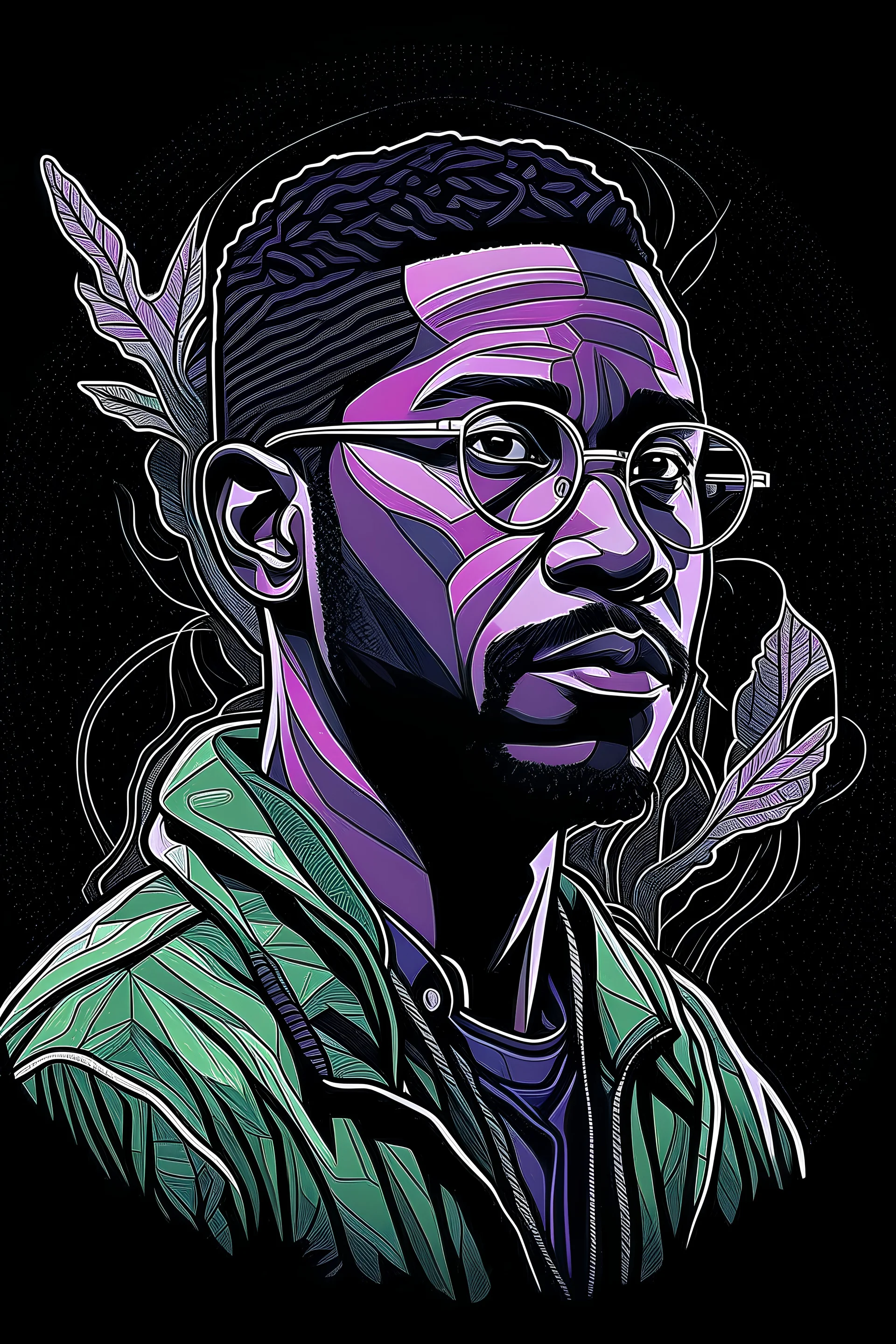 A DIGITAL ART portrait of a biologist man. Black