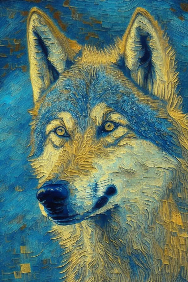portrait of a wolf in van gogh style
