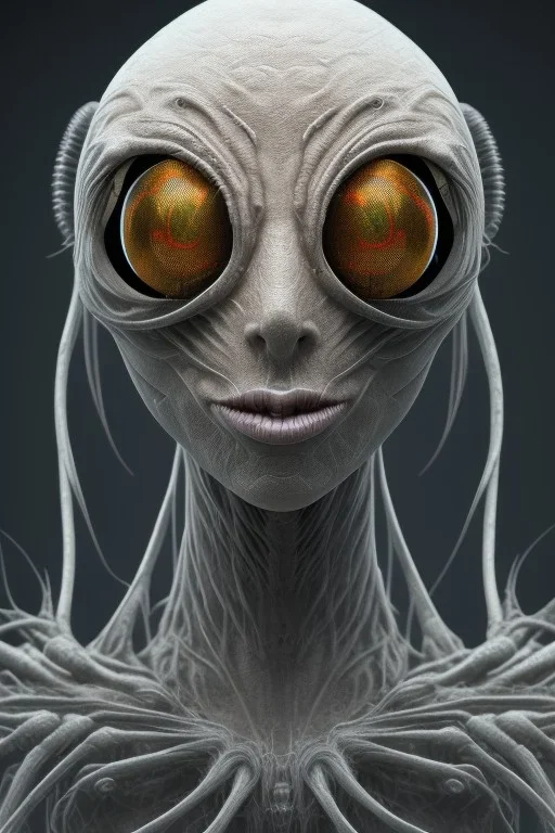 spider alien, head,8 eyes, evil, 8k, finely detailed, photo realistic, HR Giger style