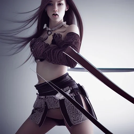 Beautiful women with katana sword