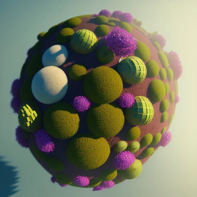 globe, plants and flowers around, kente, cinema 4d, octane render, high detail