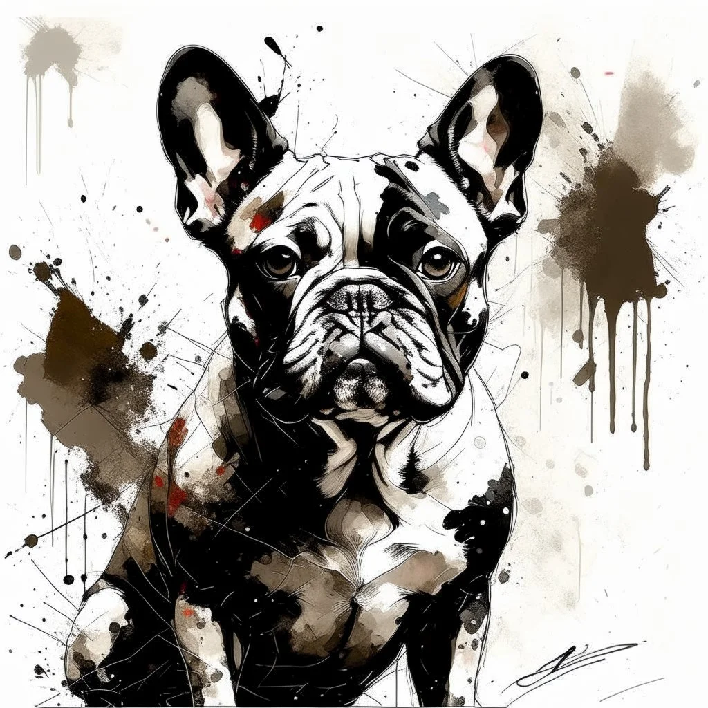 French bulldog dog with gentle expression in the style of Willem Haenraets, Yoji Shinkawa, Guy Denning, Florian Nicolle