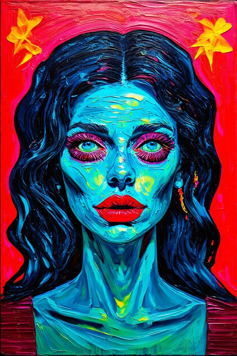 The void; Lowbrow, electric neon Post-Impressionist painting