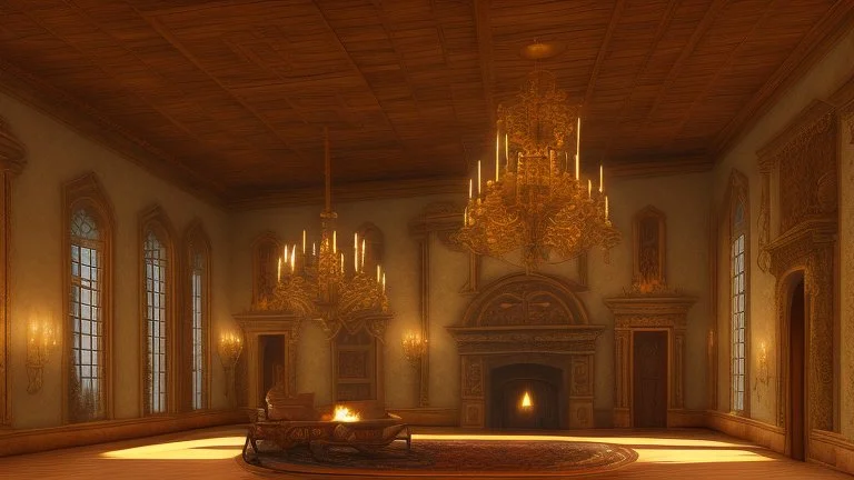 large fireplace in a great hall of a stone castle