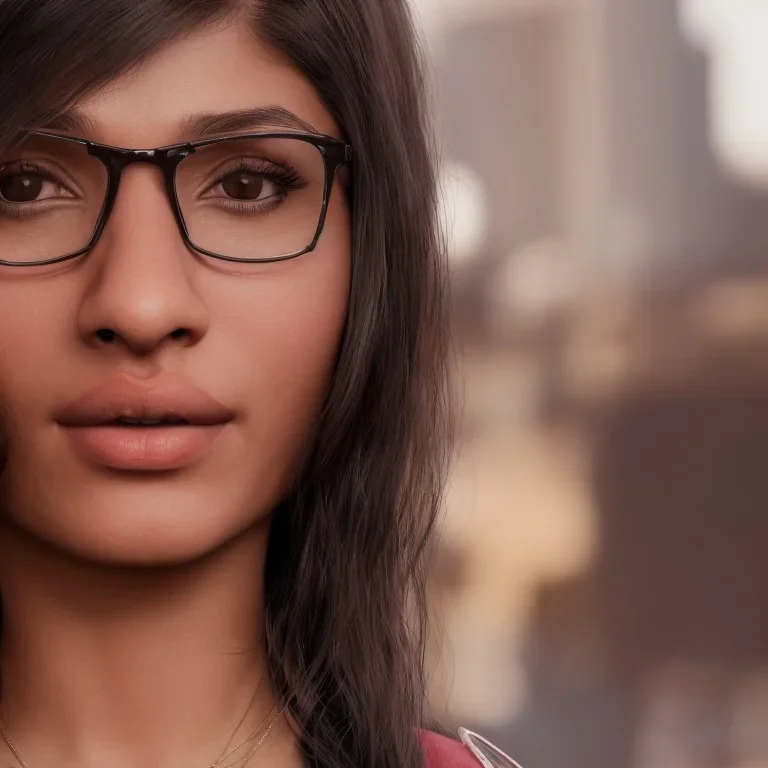 just one people, perfect realistic "mia khalifa" american actress, full boby, realistic, 4k, render, texture