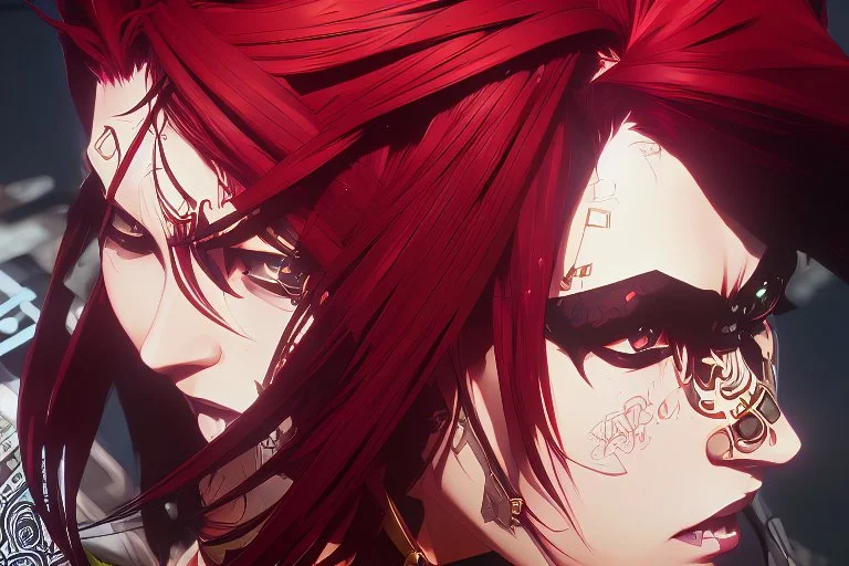 beautiful punk girl, hyper detailed, intricately detailed, illustration by <kilian eng> <Yoji Shinkawa>, darkred tones,