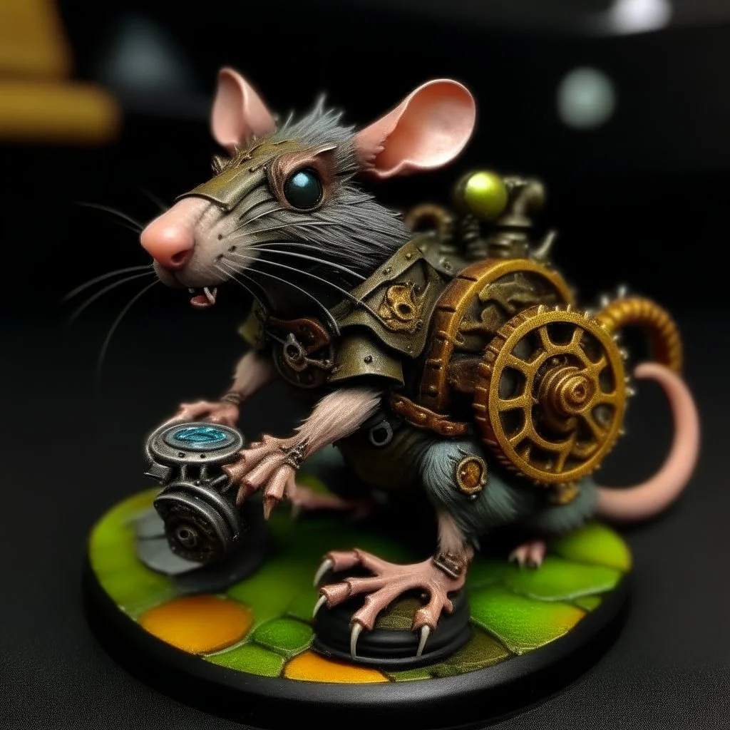 a rat with gears in it's face, skaven