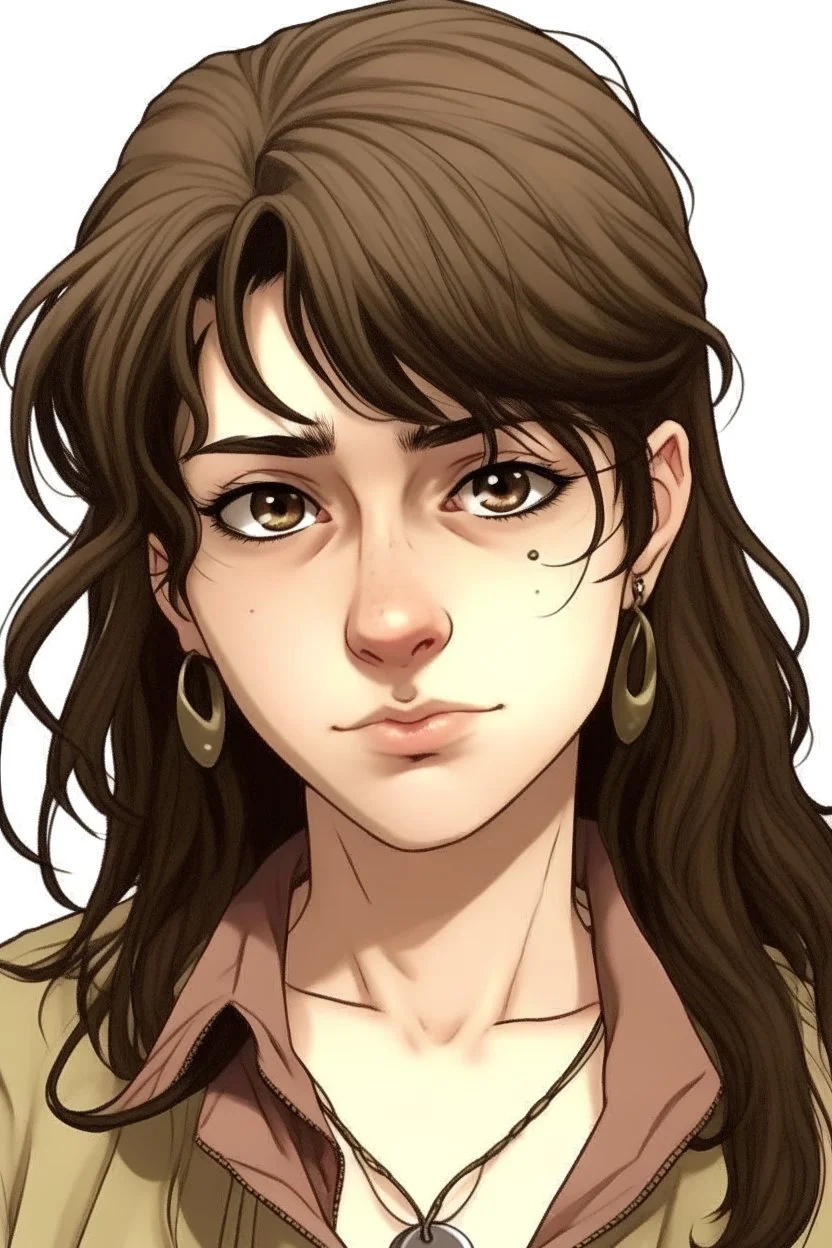 jojos style brown mullet girl character