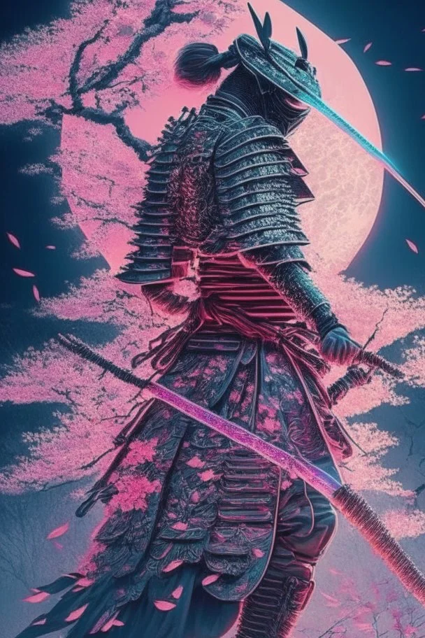 Mystical samurai emitting an aura