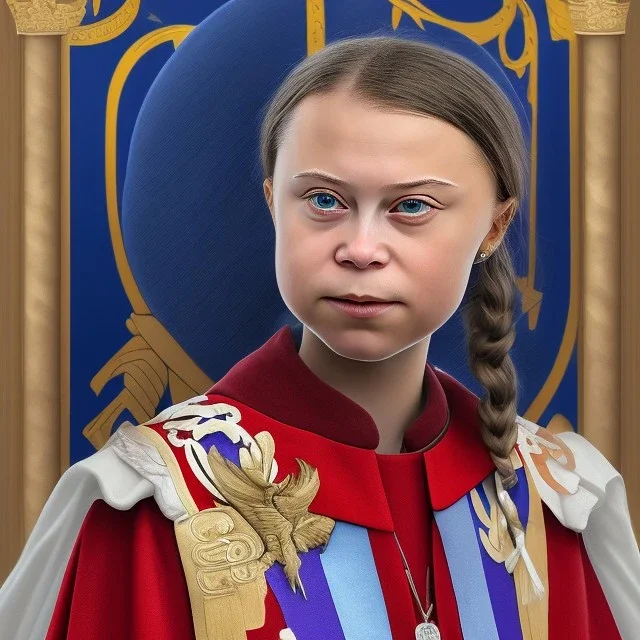 portrait of Greta Thunberg as the pope