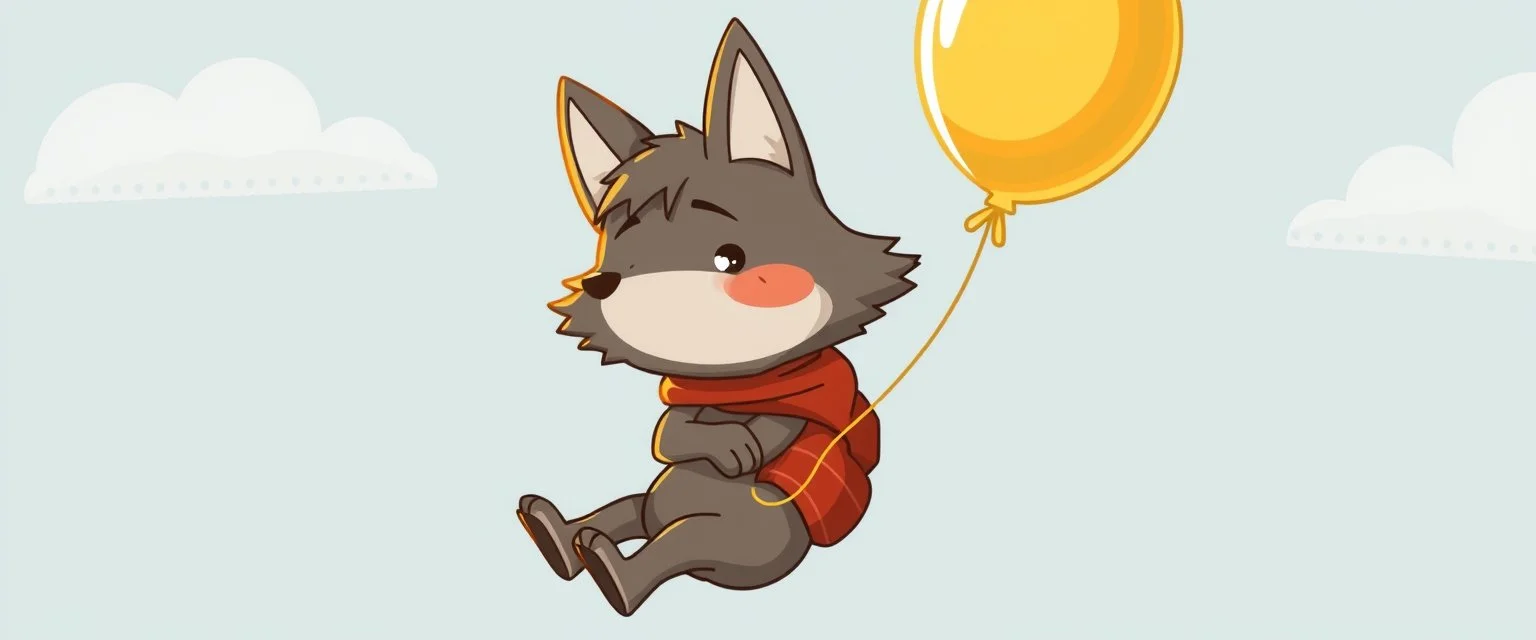 when you want to cuddle a stupid cartoon wolf flying with a balloon