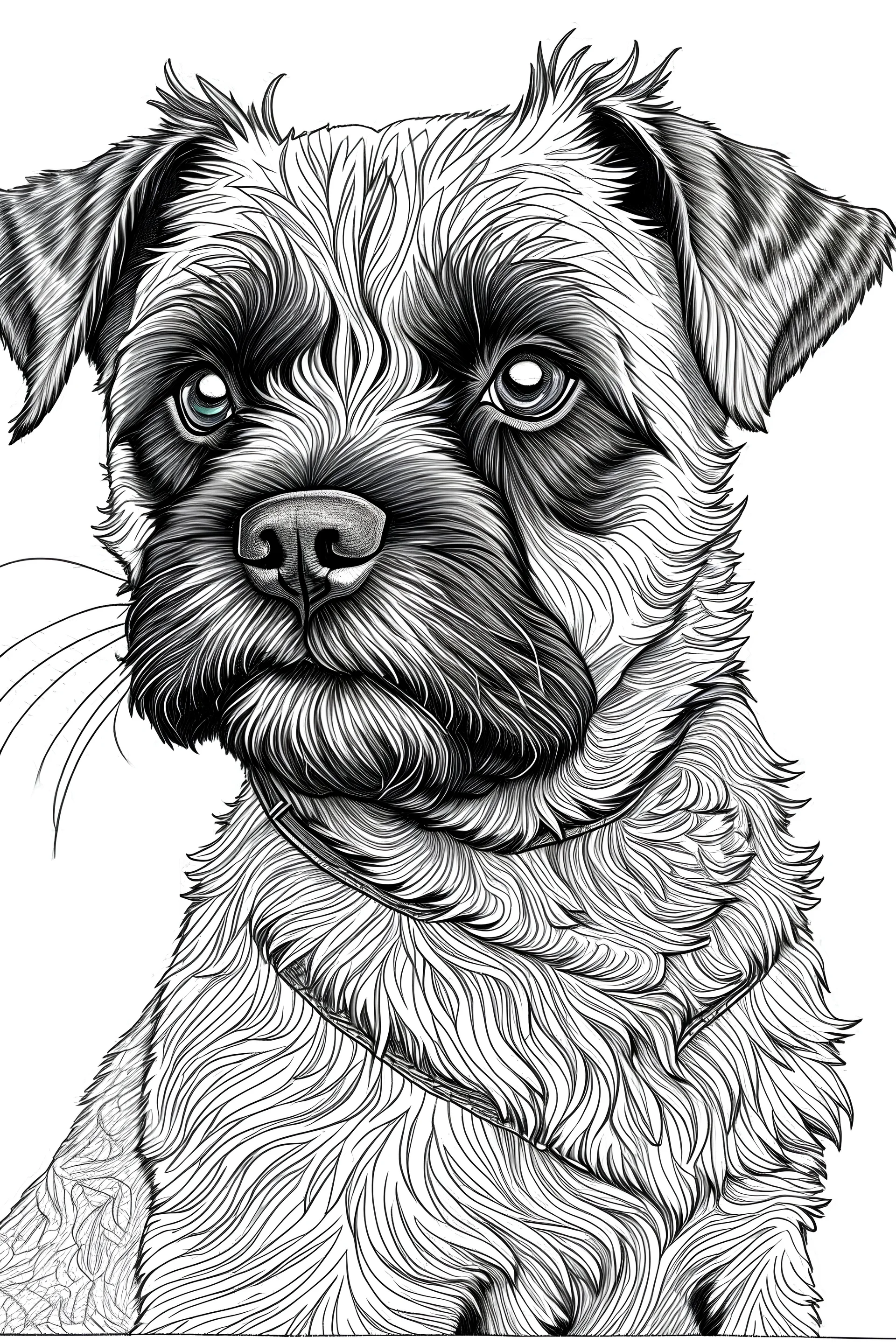 line drawing of a border terrier