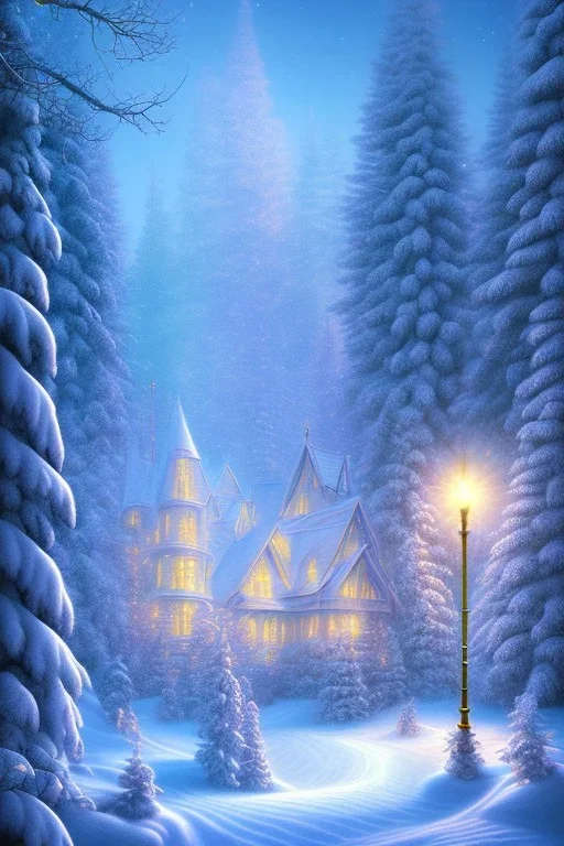 Wintertime Wonderland a Beautiful Hyperrealistic Digital Graphic in the Style of Jennifer Healy