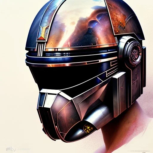 photorealistic the mandalorian helmet, illustration by <agnes cecile> <Yoji Shinkawa>, natural tones, ornate and intricate detail , soft smooth lighting, soft colors,