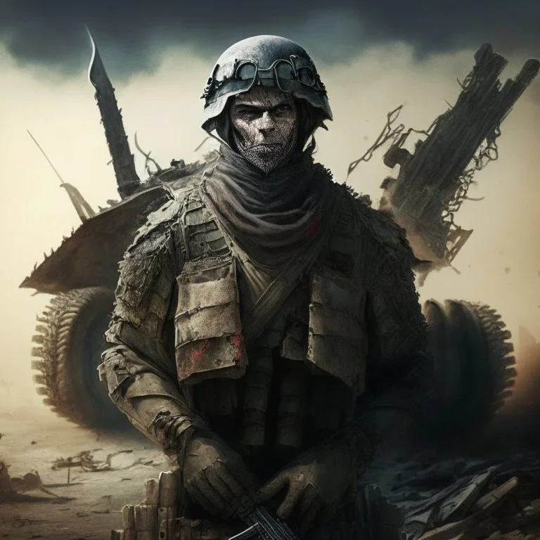 posando en frente de una guerra