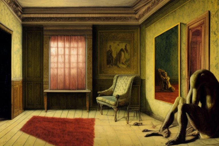 a chimera in a liminal room depicted by balthus