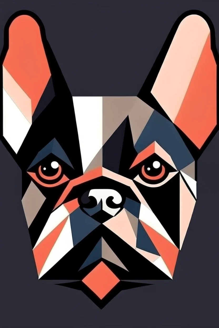 French bulldog face geometric minimalistic cartoon