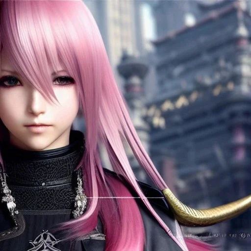 Detailed girl, woman, pink hair, yorha 2b hairstyle, au'ra final fantasy, horns coming out the side of the head, intricate details, full body portrait, keep head in frame, slight smile, black Japanese motif, concept art, highly detailed, digital painting, concept art, sharp focus, illustration, art by Yoji Shinkawa, WLOP and greg rutkowski and alphonse mucha and artgerm and yanjun Chen and Junji ito and Makoto Shinkai, HDR, octane render, highly detailed