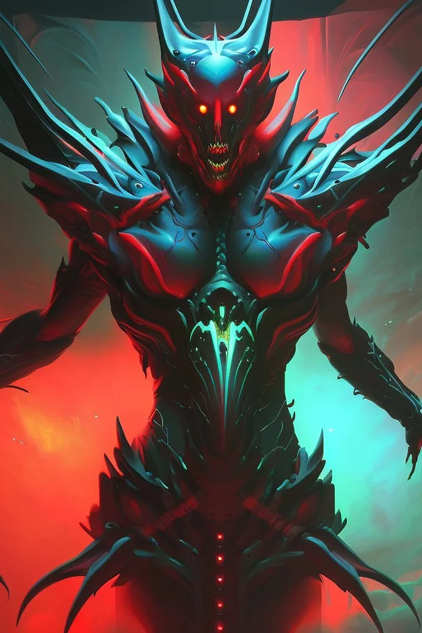 Dark monster, hyperdetailed cool colors detailed painting acrylic art oil on canvas futuristic post-fantasy