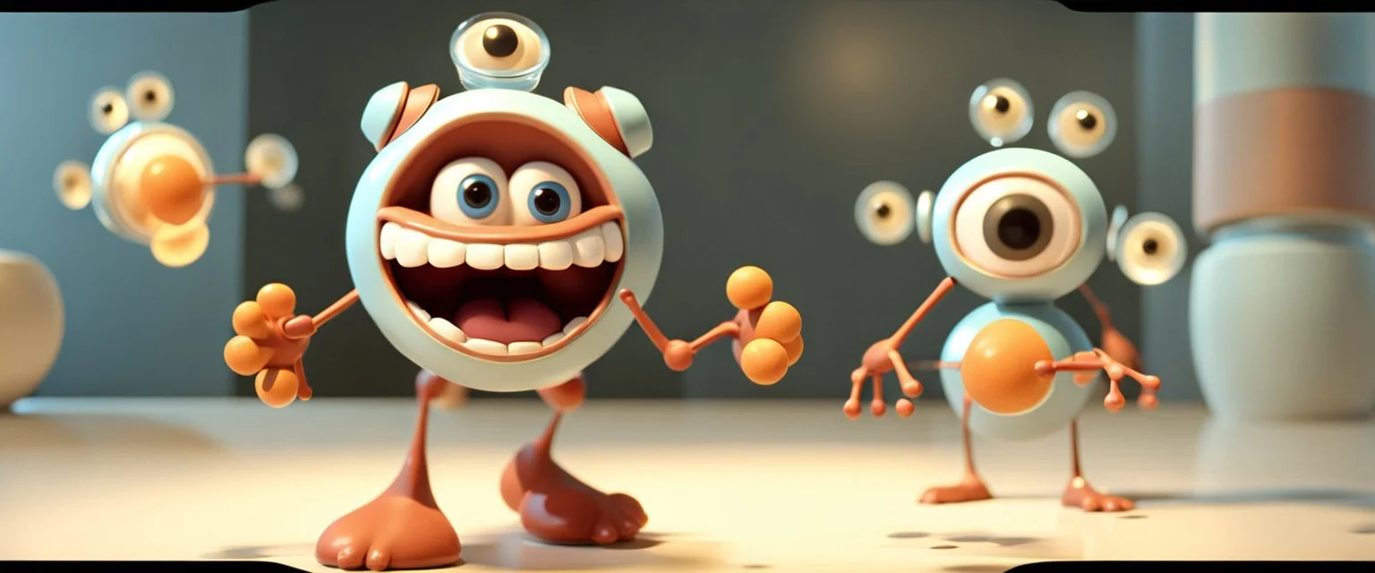 A coronavirus, 3d animation, Pixar Character design, 8k --ar 2:3 --s 1000 --style expressive