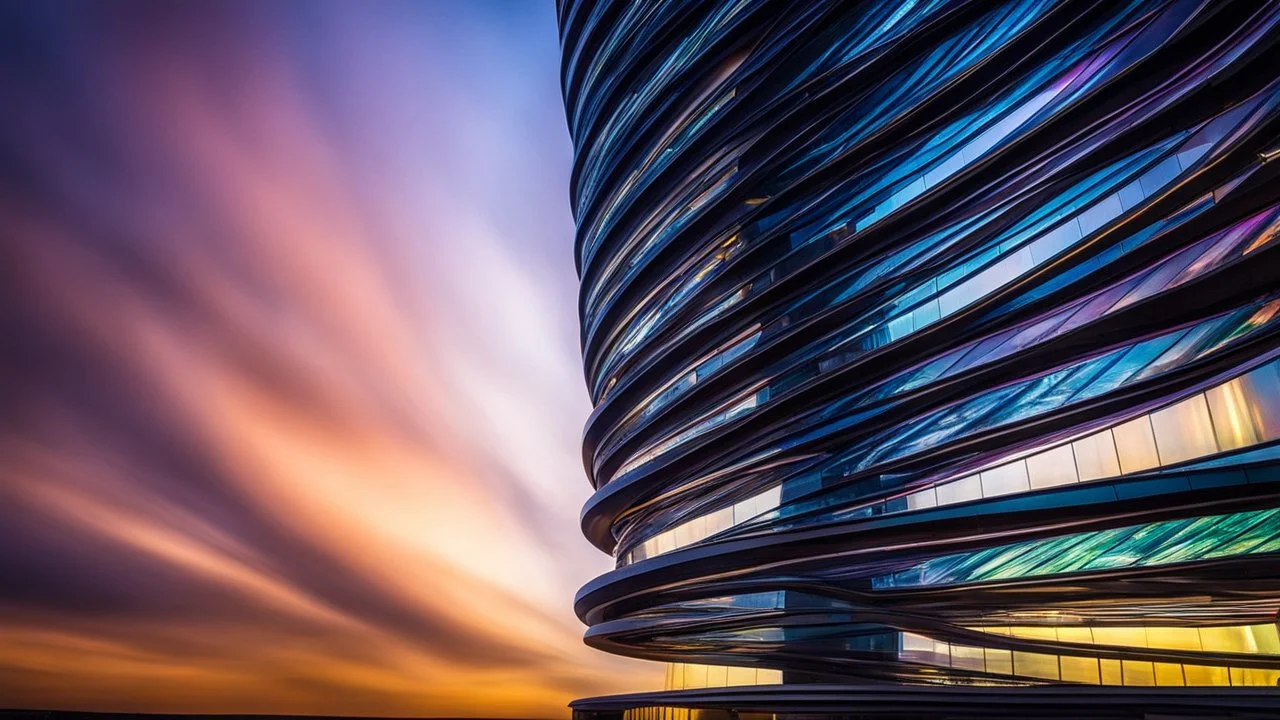 118, delightful, sensitive, confident, iridescent helix tower, delicate, nocturnal, architecture, award-winning photograph, beautiful composition, filled with beautiful detail, delicate colour, chiaroscuro