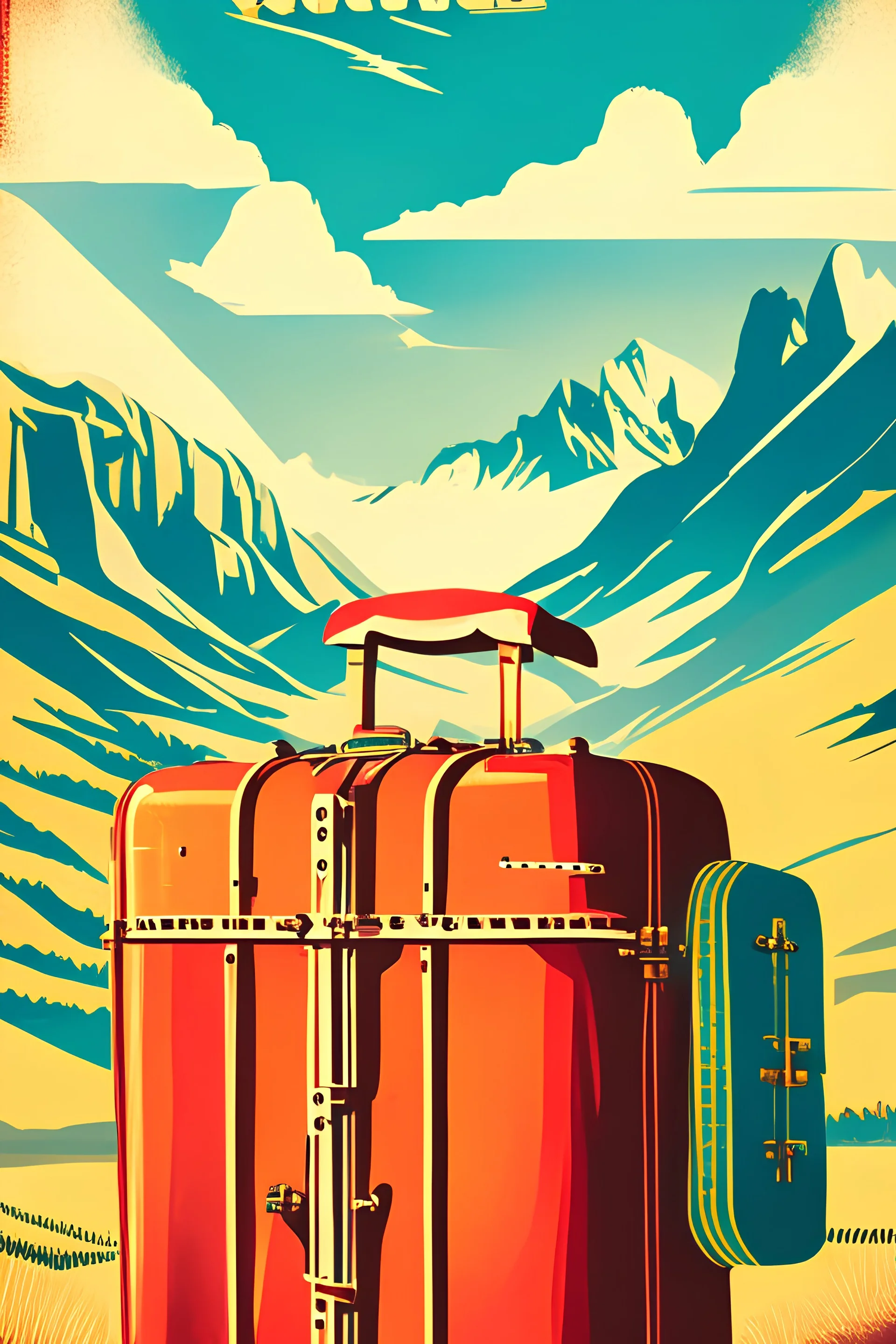 Vintage Travel: a bright image inspired by vintage travel posters, featuring a scenic landscape, an old-fashioned train, or a vintage suitcase.