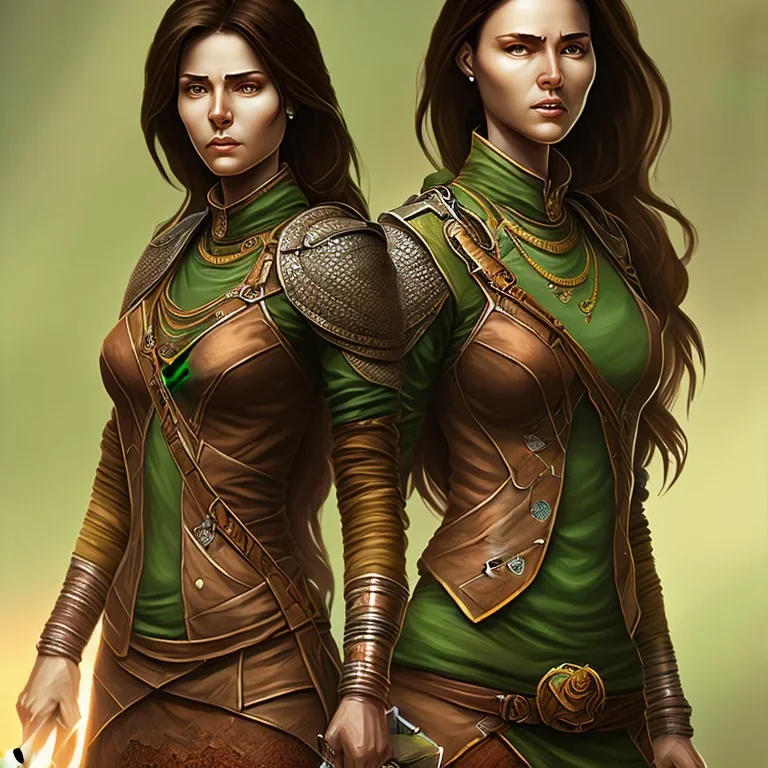 dungeons and dragons, female human, druid, brown hair, brown eyes, full body, realistic face, short hair, face scars