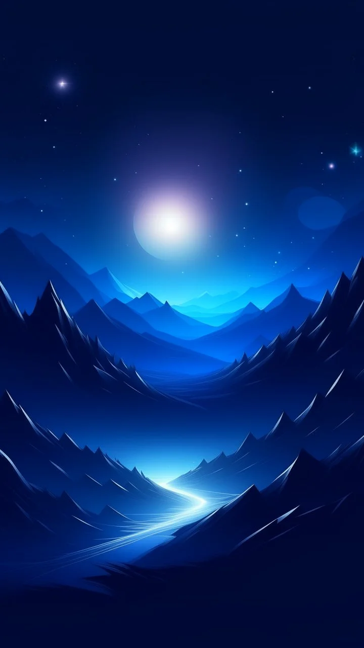 fantasy night landscape with mountains