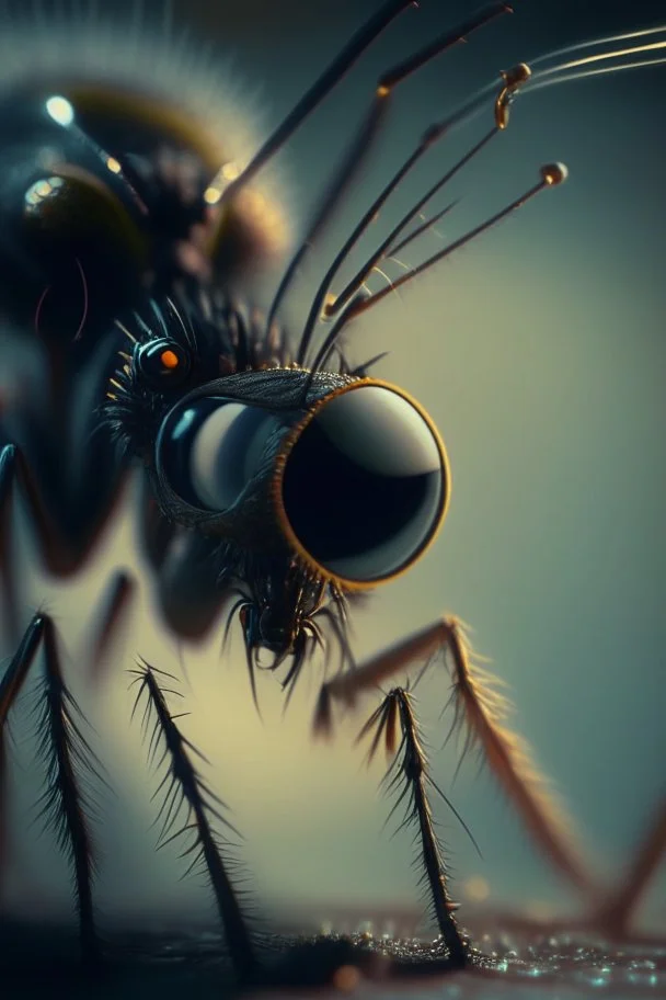 mosquito in microscope, high detail, 8k, cinematic, depth of field, art