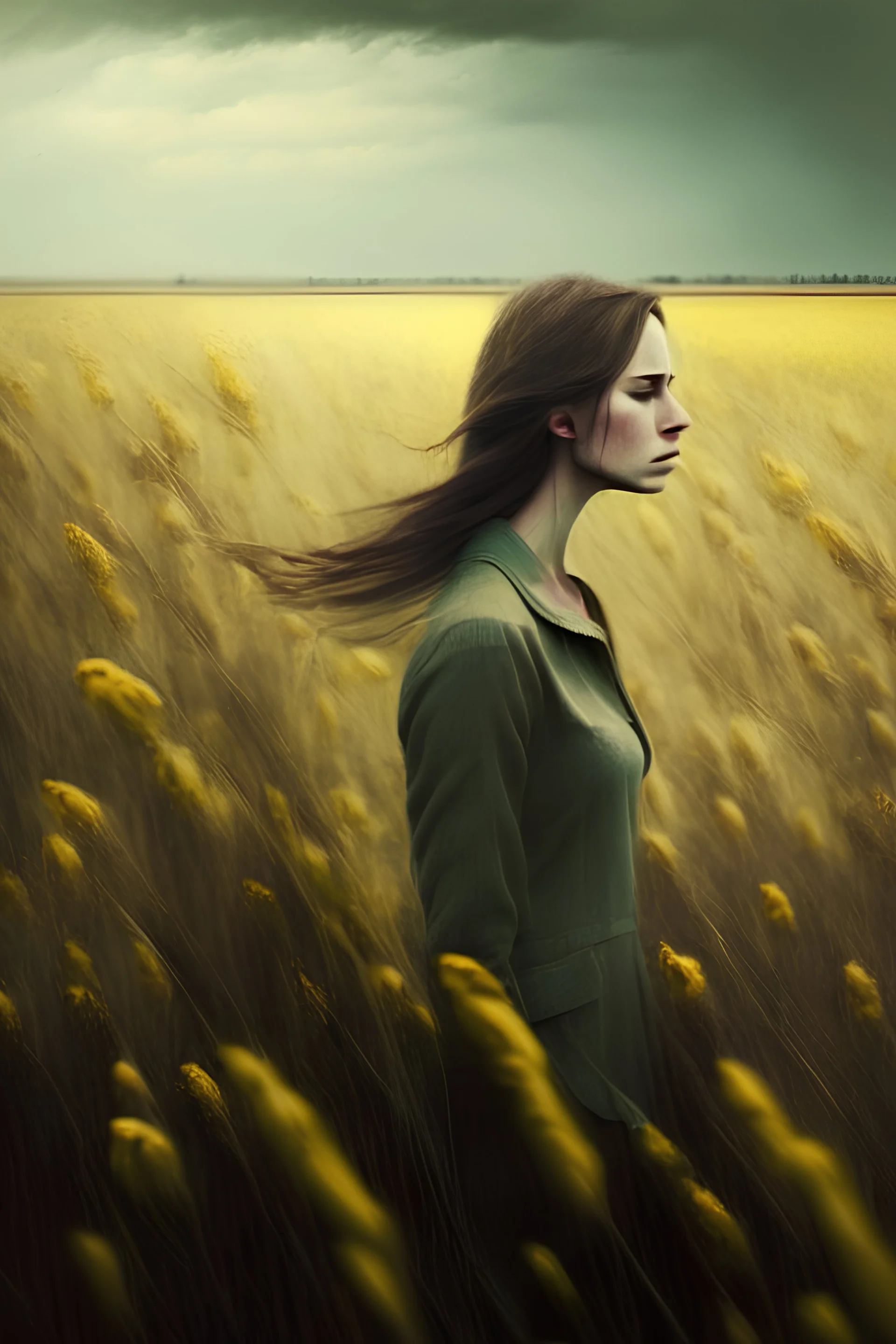 woman, plain, feild