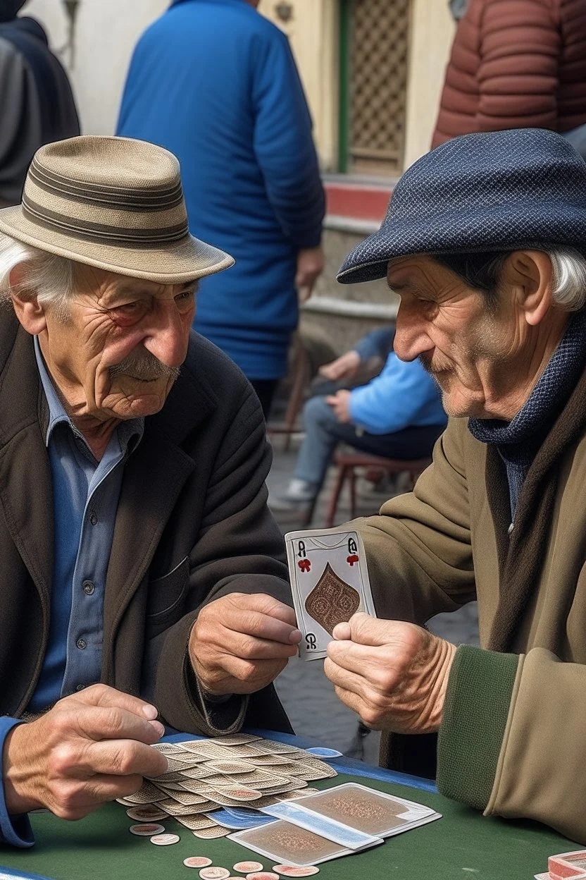 dos personas jugando al truco (juego de cartas argentino).