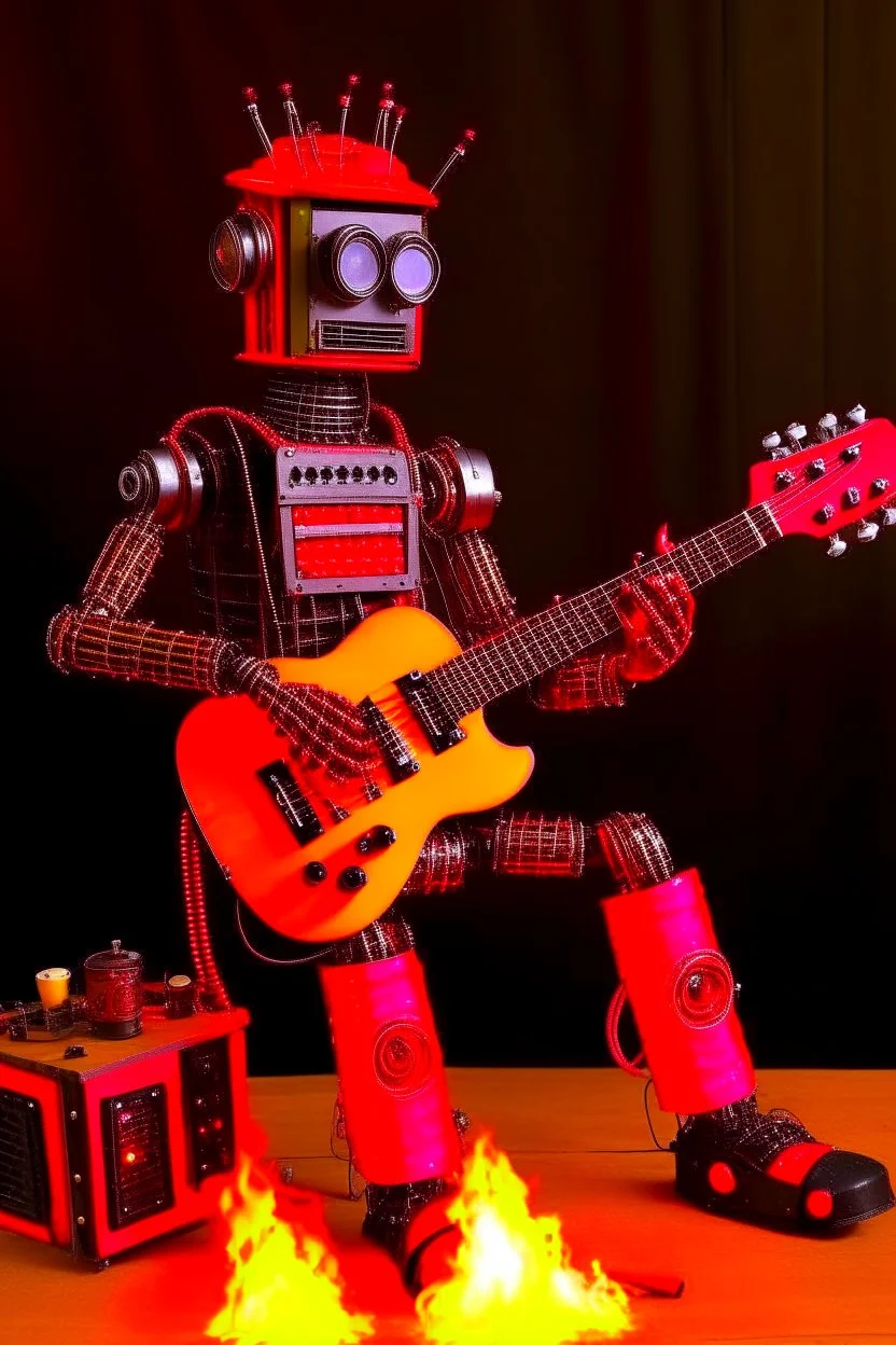 Firestarter robot with a guitar