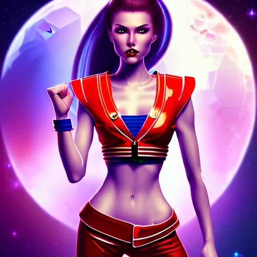 smile lady fighter top in spaceship