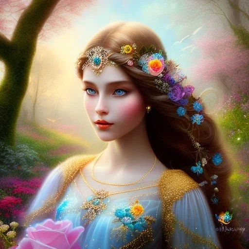 bright fairy, beautiful portrait,long hair, flowers