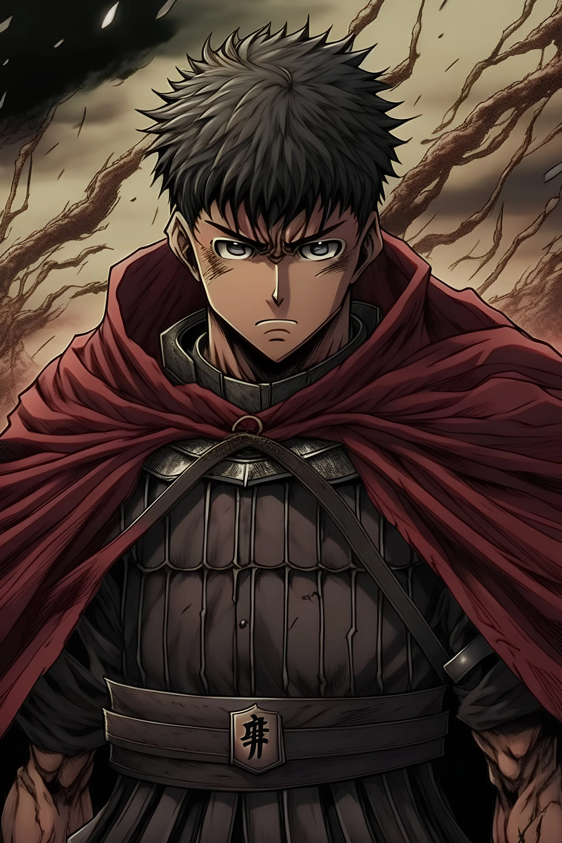 create banner with a berserk style anime character