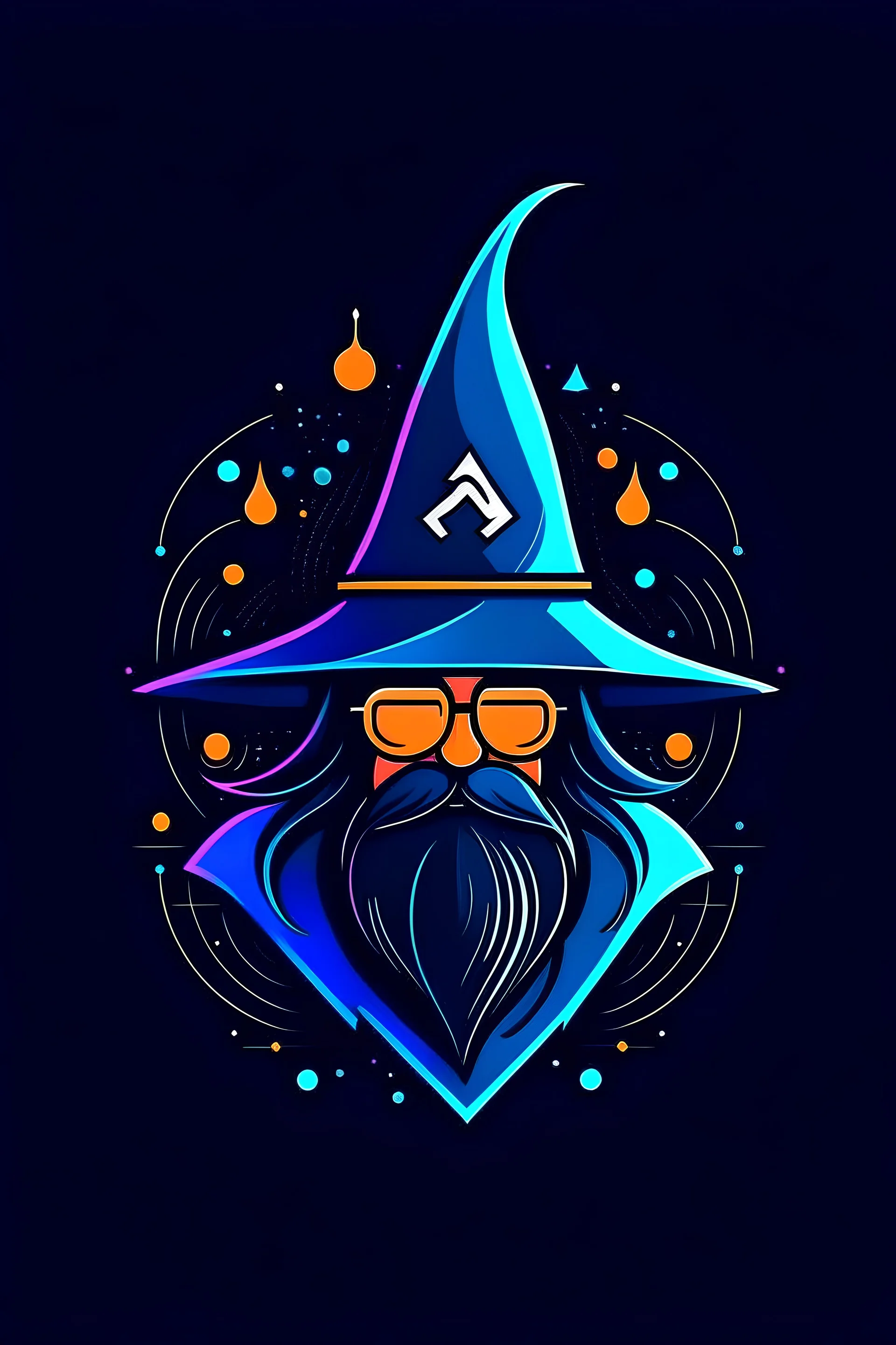 Create a logo for 'Wizardly AI', a service that generates AI pictures based on social media interactions, specifically designed for Twitter's profile picture format. The logo should capture the essence of both magic and advanced AI technology. It should feature a stylized wizard's hat, seamlessly merged with digital or circuit patterns, to represent the blend of wizardry and AI. The wizard's hat will be the focal point, with the AI theme accentuated through pixelated or neural network-style imag