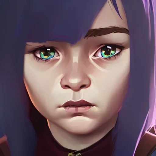 Portrait of a sweet 9 year old witch toddler girl with brown hair with bangs and blue eyes