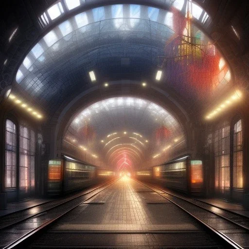 Trainstation, Gothic city,Metropolis on sea by fritz Lang,otto hung,futurismo,