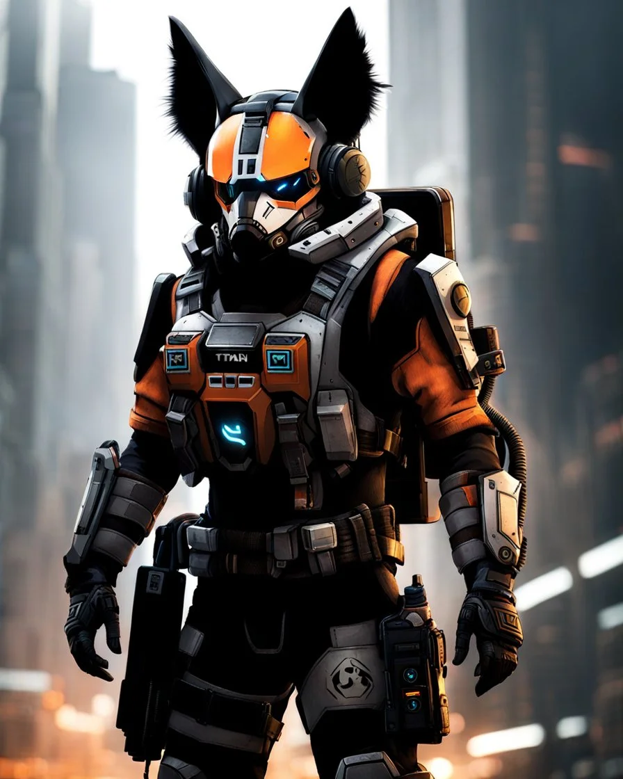 a titanfall pilot that is part bat, concept art, furry, humanoid, cyberpunk, anthropomorphic bat, titanfall 2