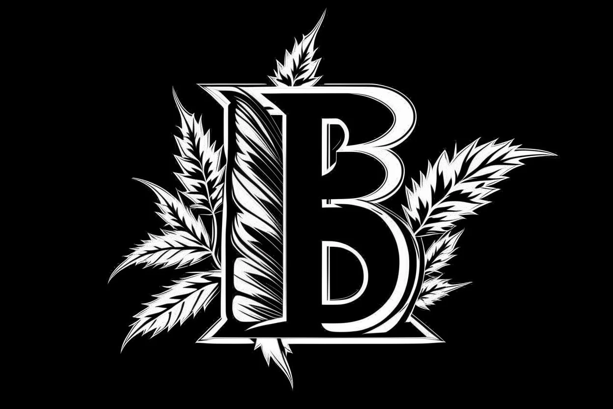 LETTER 'B' CANABIS LEAF BLACK AND WHITE RASTA