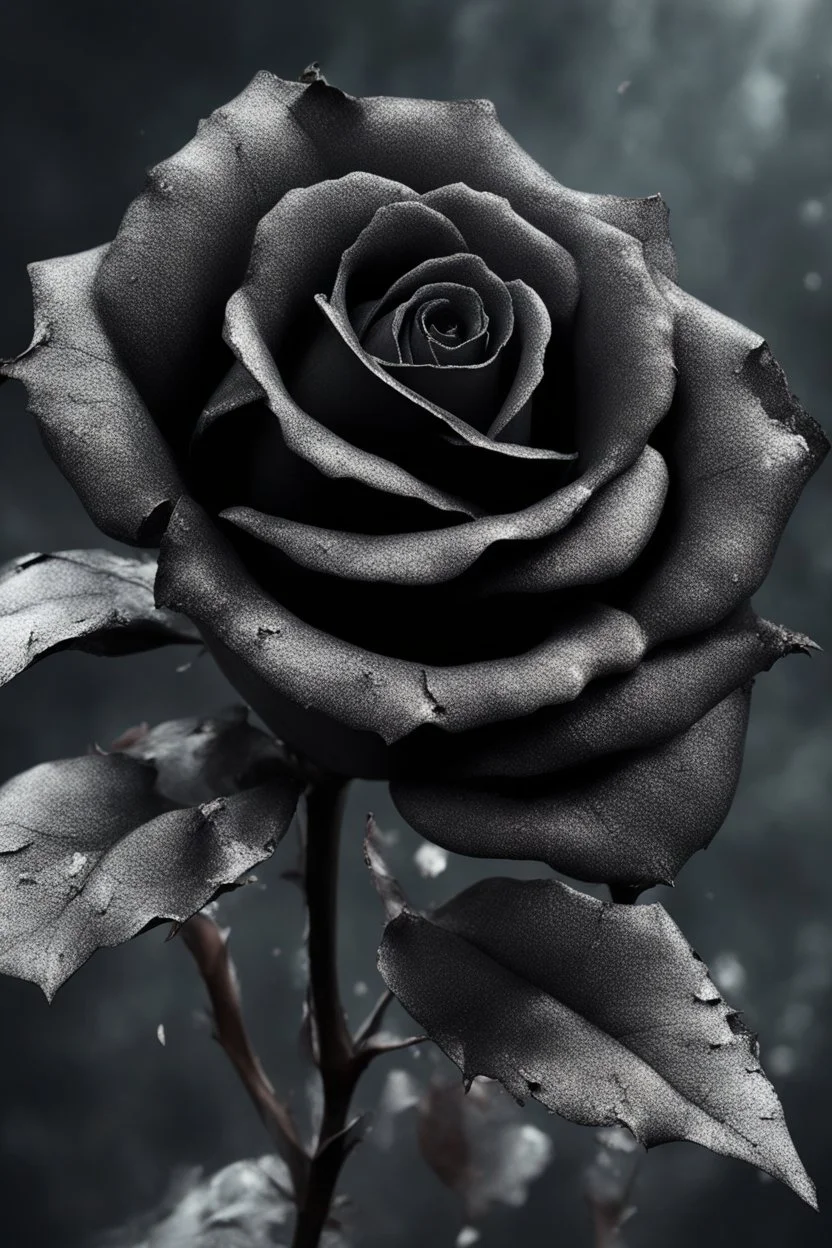 Close up of a broken man crushing a black rose and blowing the ashes In the wind, highly realistic, Gothic, sad, 8k quality, abstract background