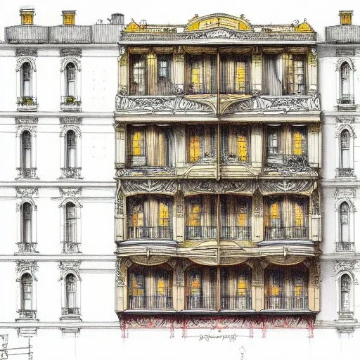 Details building cross section, interior croquis, building interior architecture from exterior ,building cross section,colourful detailed room+Book illustration by , Jean Baptiste Monge, strong lines, high contrast vibrant colors, highly detailed, 16k resolution, trending on behance