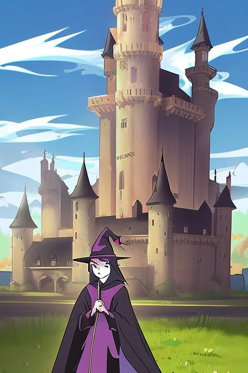 Witch of the west in howls moving castles in anime and graffiti styles