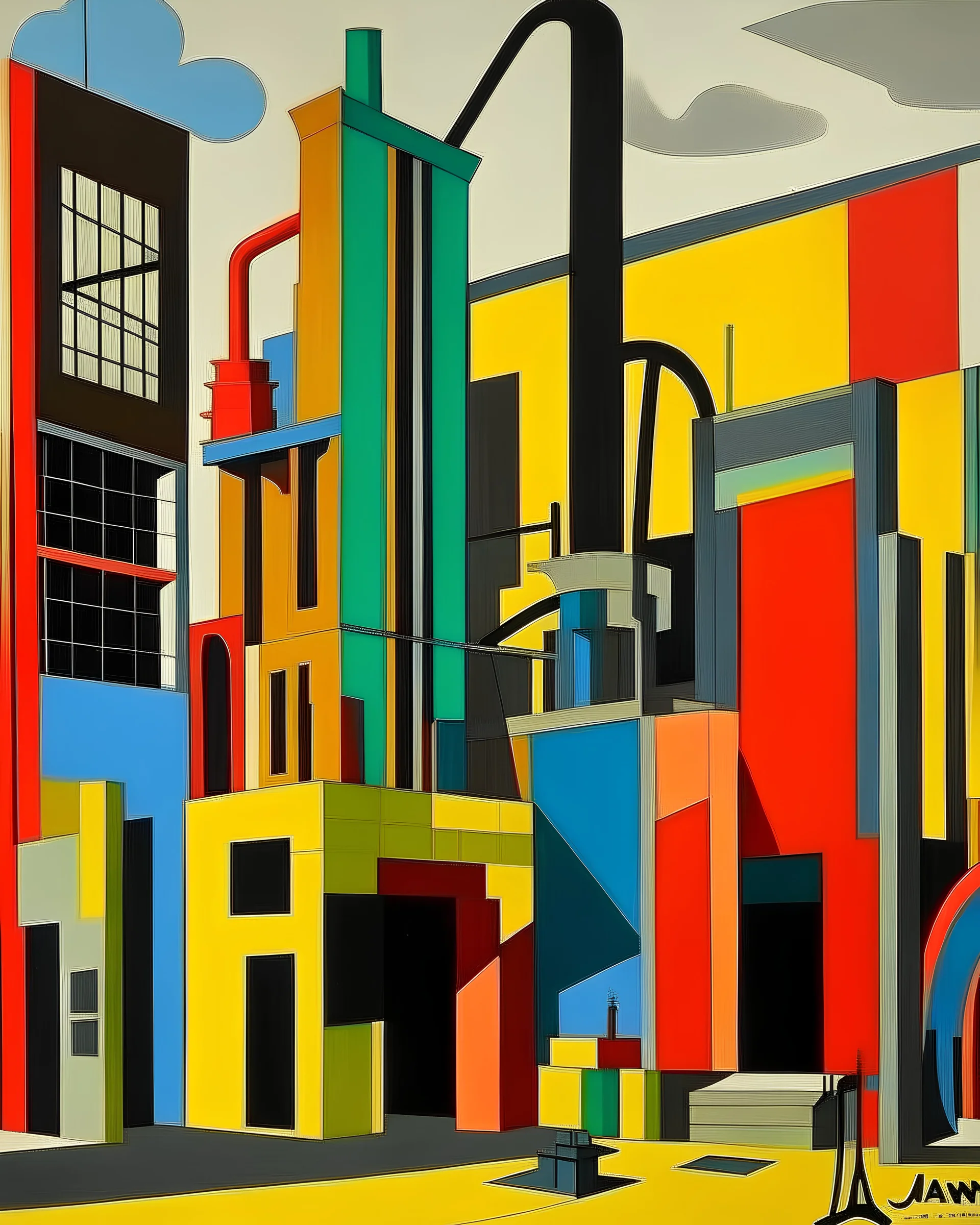 A clockwork factory painted by Stuart Davis