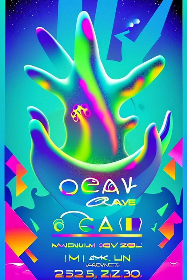 rave poster with ocean theme