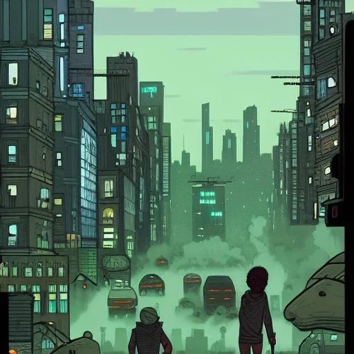 city, concept art, asaf hanuka, dan mumford, post-apocalypti