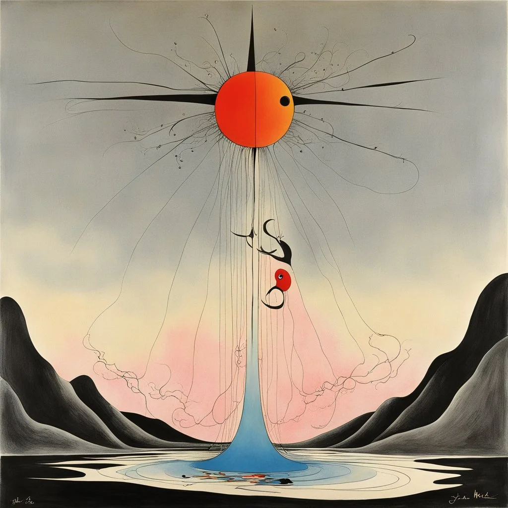 Extinguished by light turn on the night, turning the inside out, Style by Gerald Scarfe, by Joan Miro, surreal masterpiece, Pink_Floyd Album art, sharp focus, muted colors, smooth