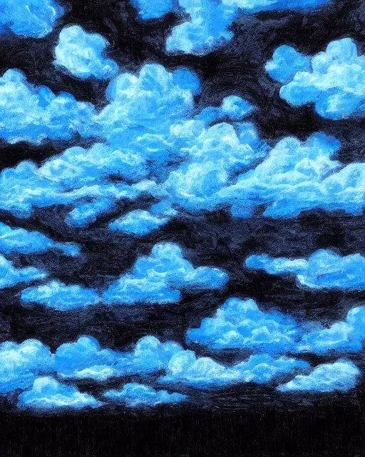 a black night with blue clouds