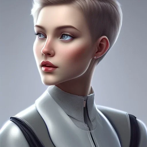 A short haired, light breasted female computer engineer